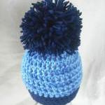 Boys Newborn Blue pom pom crochet h..