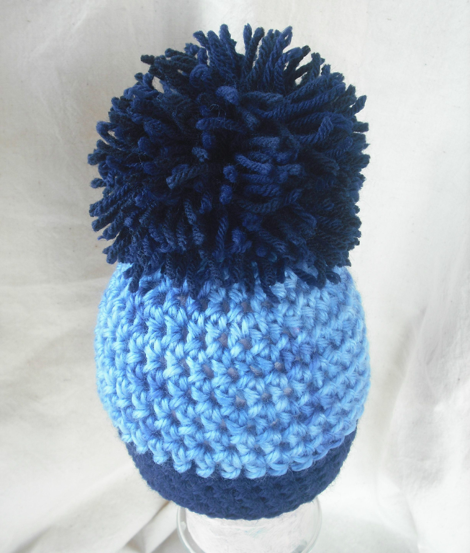 Boys Newborn Blue Pom Pom Crochet Hat, Ready To Ship on Luulla